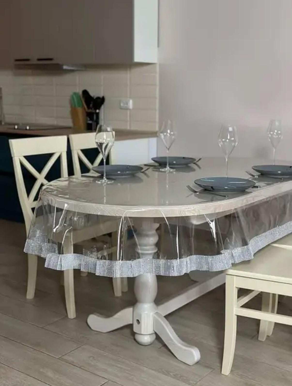Скатерть овальная силиконовая 140x180 см Cristal (140/180)
