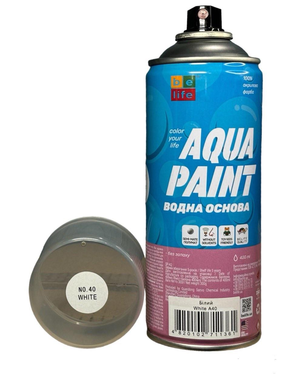 Аэрозольная краска на водной основе Belife Aqua Paint 400 мл Белый (23813102) - фото 1 Аэрозольная краска на водной основе Belife Aqua Paint 400 мл Белый (23813102) - фото 1