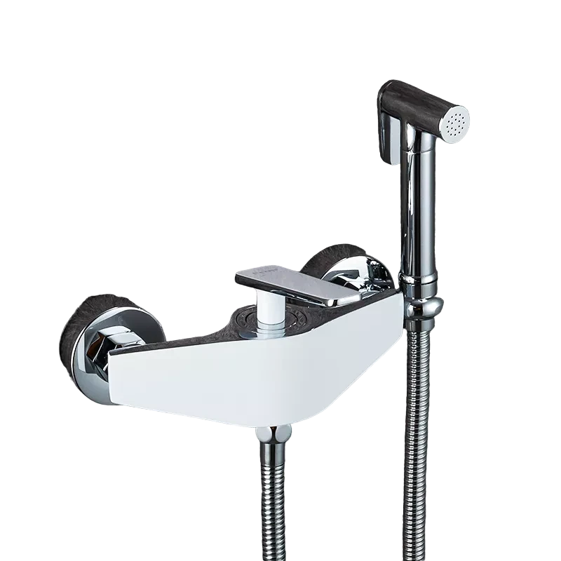 Змішувач для душу Frap F2058 з гігієнічною лійкою Білий/Хром Змішувач для душу Frap F2058 з гігієнічною лійкою Білий/Хром