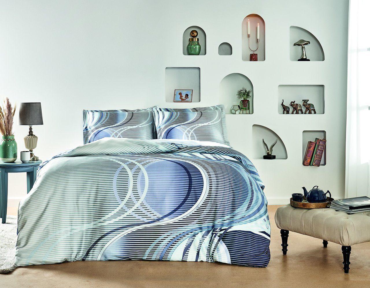 Постельное белье TAC Marino mavi v02 евро Синий (svt-2000022277334)