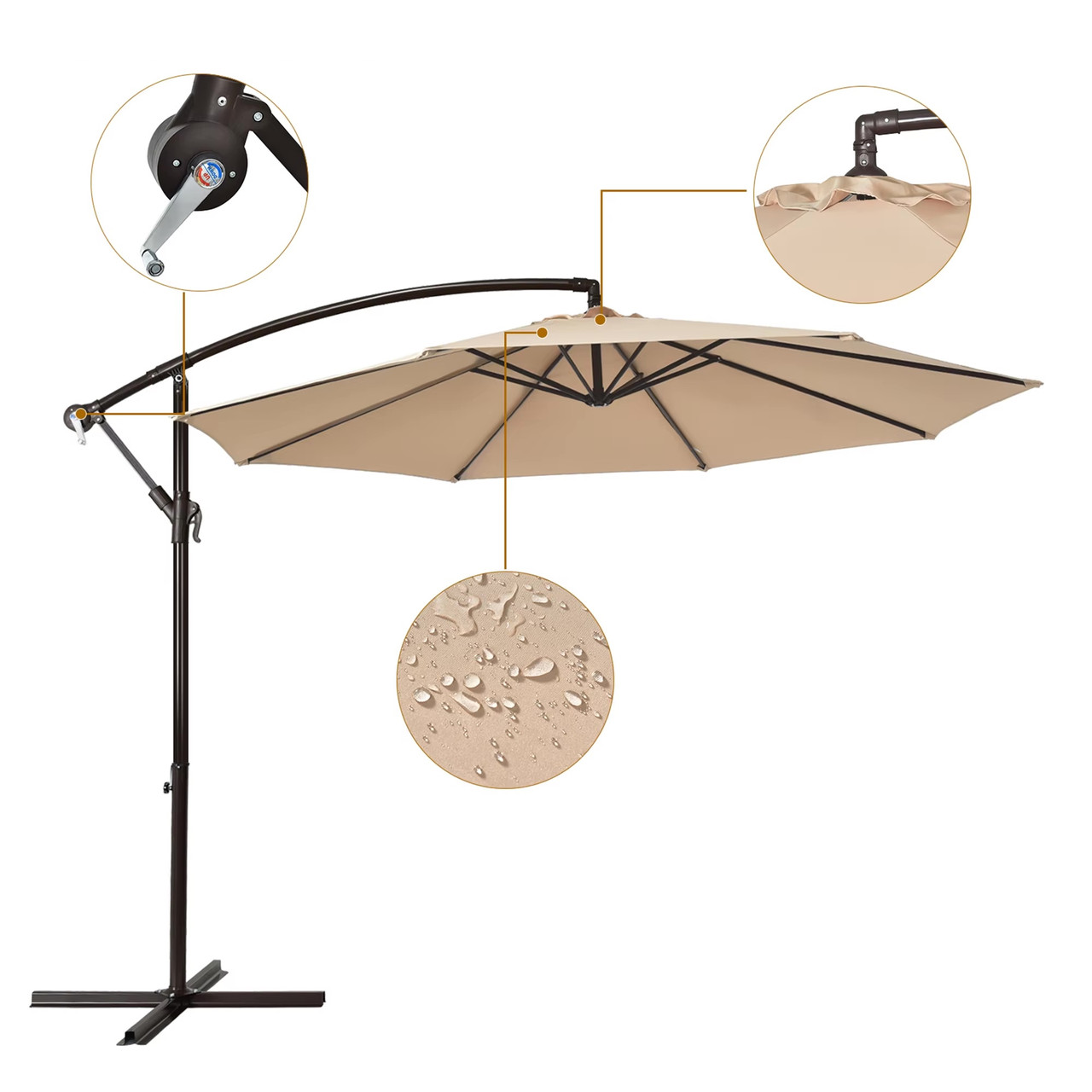 Садова парасолька WCG з поліестеру 160G сталевою рамою регульований кут нахилу з чохлом 3 м Бежевий (W-7011BE1) - фото 6 Садова парасолька WCG з поліестеру 160G сталевою рамою регульований кут нахилу з чохлом 3 м Бежевий (W-7011BE1) - фото 6