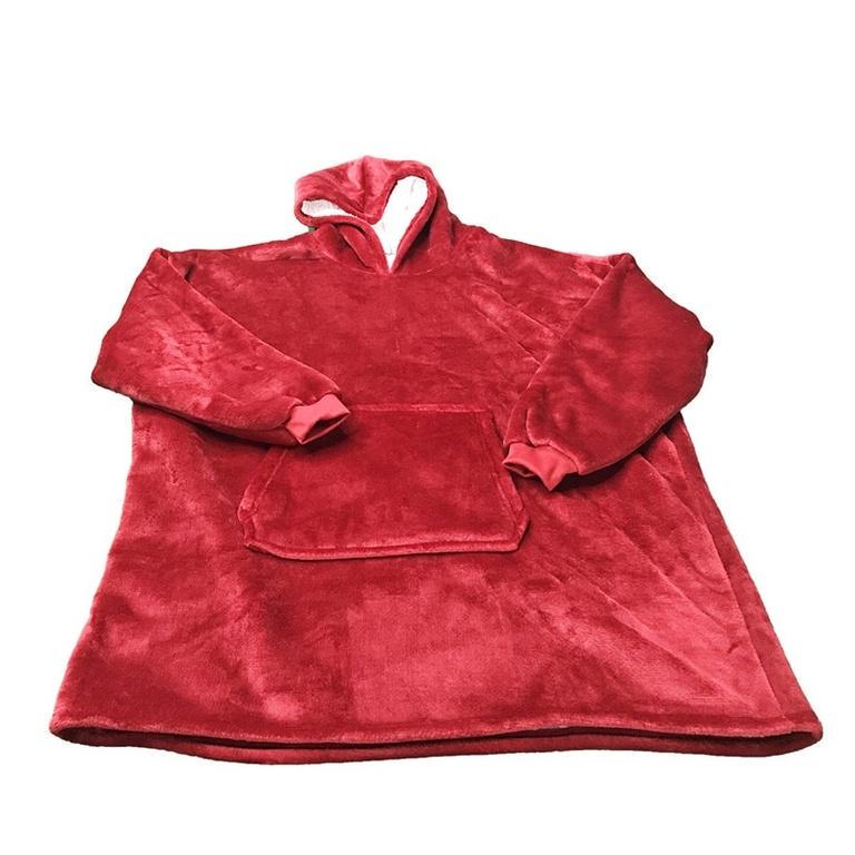 Толстовка-плед оверсайз Huggle Hoodie двухсторонняя с капюшоном и рукавами Красный (5745720) - фото 6