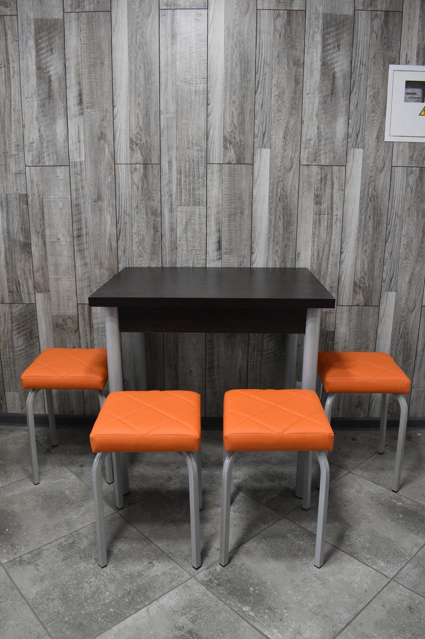Кухонний комплект Оскар стіл розкладний/табурети 4 шт. Tutti Lux 60х80/80х120х75 см Чорний/Помаранчевий (28375118)