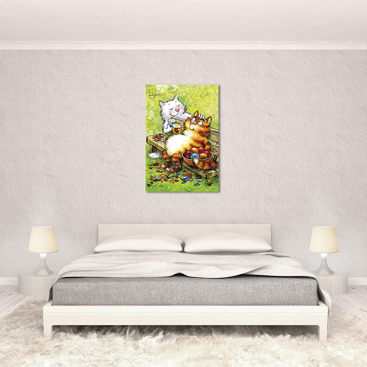 Модульна картина Великодні коти 1 модуль 40х60 см (_rinaz_20192209)