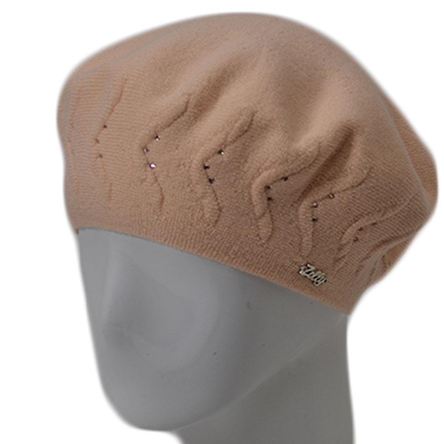 Берет женский Zolly ZH187 двойной тонкой вязки с стразами Кремовый