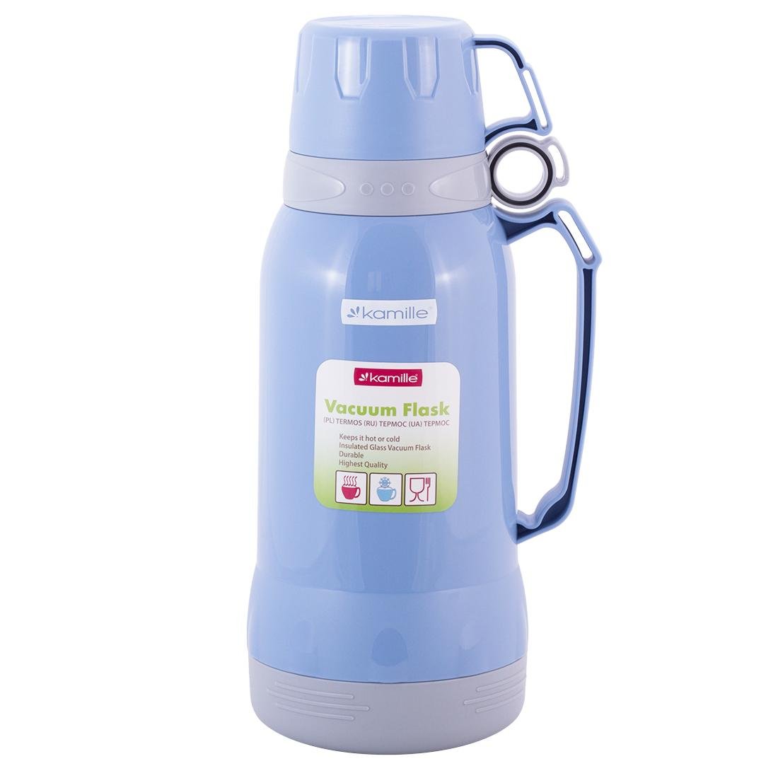 Термос Kamille Vizo 1000 мл зі скляною колбою Блакитний (30411405)