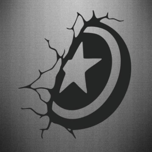 Наклейка Captain America shield 13,2x15 см Черный (21562574)