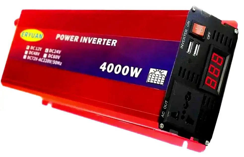 Преобразователь напряжения с защитой от перегрузки и замыкания с вентилятором для охлаждения 12V/24V 220V 4000W LCD SMART (opt-103327)