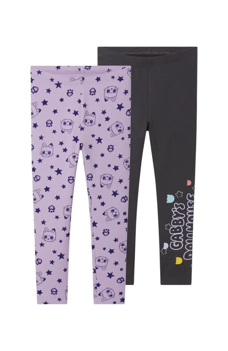 Набір дитячих теплих лосин для дівчинки Gabby's Dollhouse 122-128 см 2 шт. Графітовий/Бузковий (26022136C)