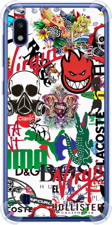 Чехол на Samsung Galaxy A10 2019 A105F Many different logos (4022sp-1671-42517)
