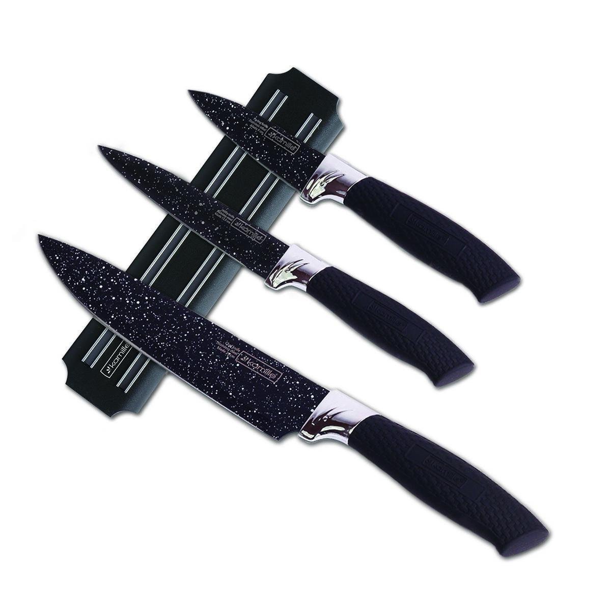 Кухонные ножи Камилла на магнитном полоске 3 ножа + держатель 4 пр.