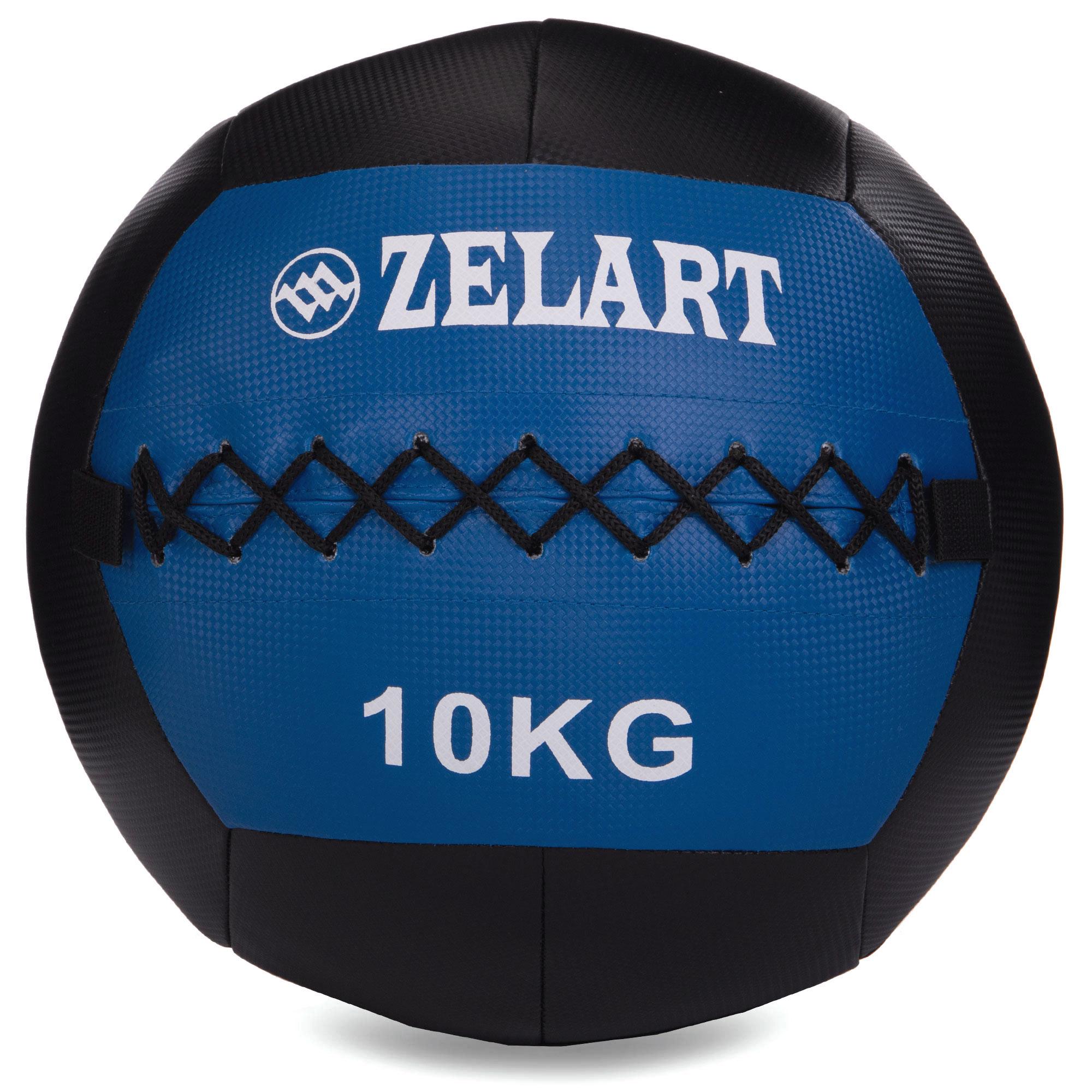 Мяч набивной для кросфита волбол Zelart WALL BALL FI-5168-10 10 кг Черный/Синий (DR003542) - фото 1