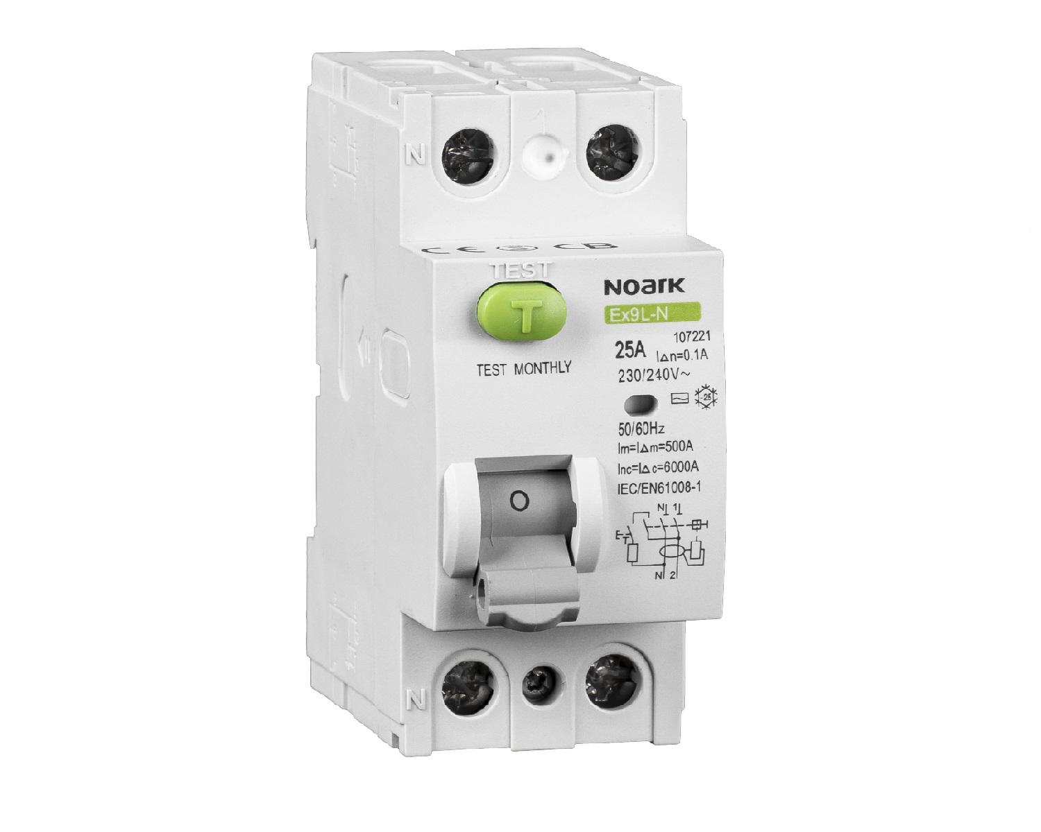 Устройство защитного отключения NOARK 2Р 40А 100 mА Ex9L-N (00000021274)