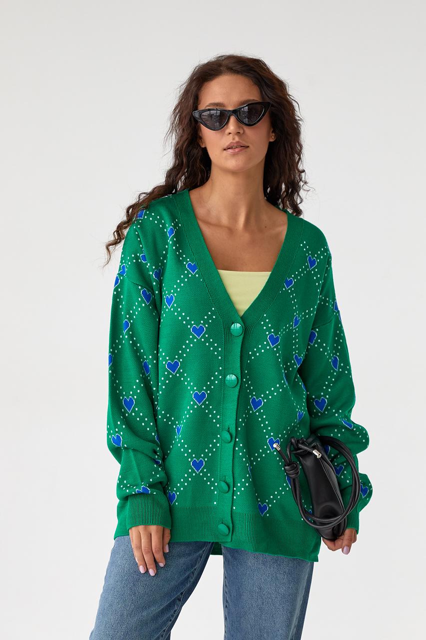 Кардиган женский оверсайз M Зеленый (9528315) - фото 6 Кардиган женский оверсайз M Зеленый (9528315) - фото 6
