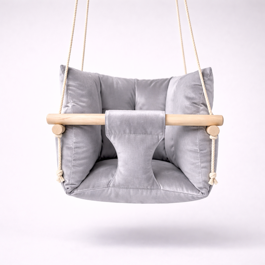 Детские качели подвесные Премиум бархат Серый (gs-9201)