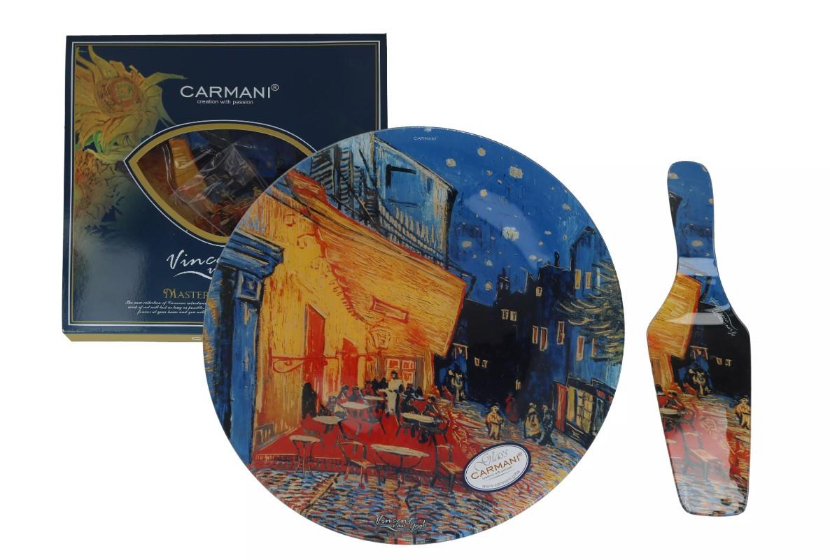 Тарелка стеклянная для торта Саrmanі с лопаткой Ван Гог Ночная терраса в кафе d 30 см (198-1227) - фото 4 Тарелка стеклянная для торта Саrmanі с лопаткой Ван Гог Ночная терраса в кафе d 30 см (198-1227) - фото 4