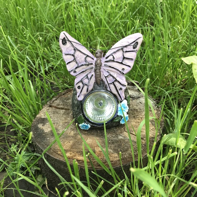 Садовый светильник Lemanso на солнечной батарее 6500К с выключателем фиолетовая Бабочка IP44 (CAB124) - фото 2