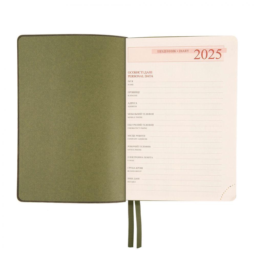 Щоденник датований 2025 Leo Planner Boss A5 368 стор. Хакі (252515) - фото 2