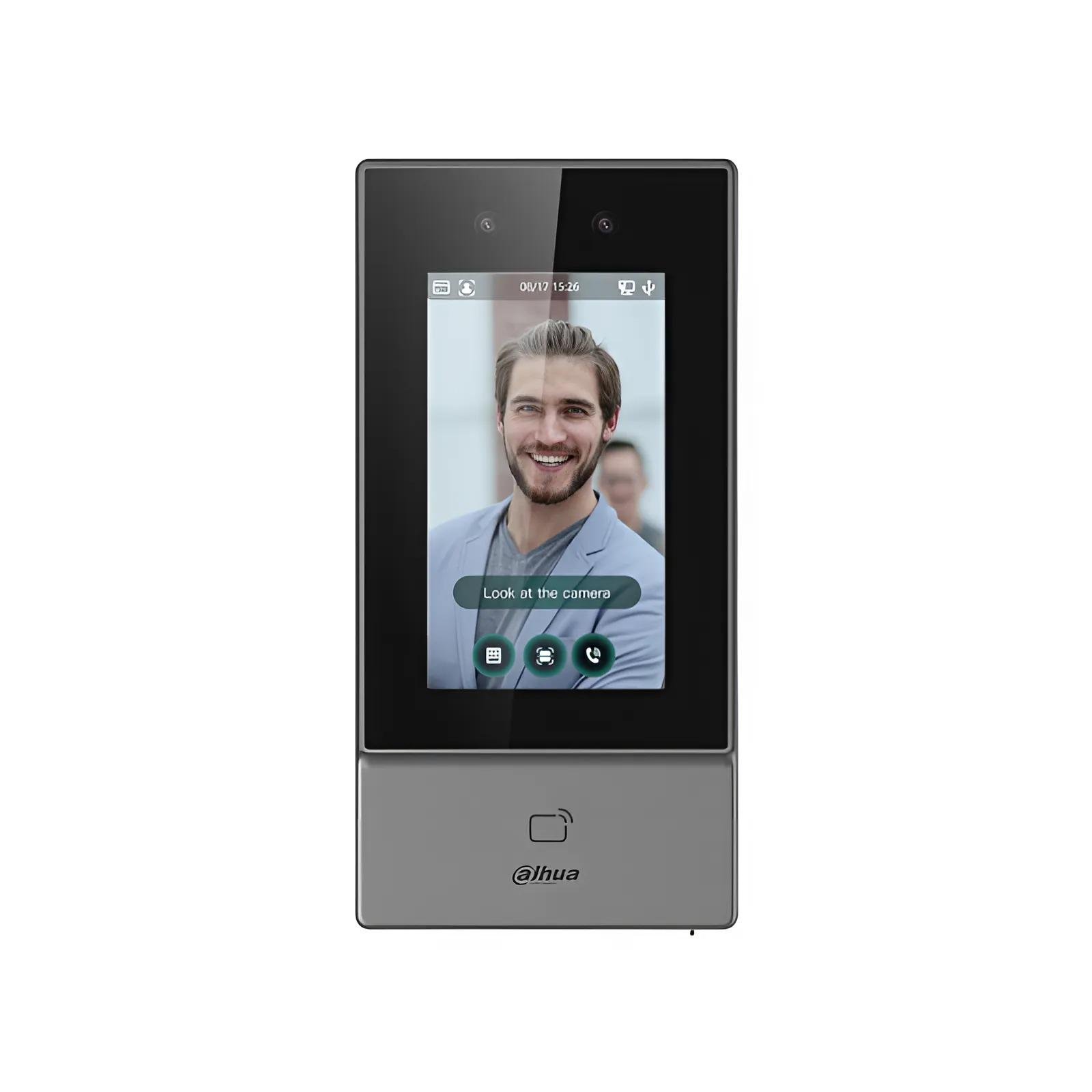 Терминал-считыватель доступа по карте/паролю/лицу/QR коду Dahua DHI-ASI6213S-PW Mifare защита IP65 2 Мп Серый (6149def8)