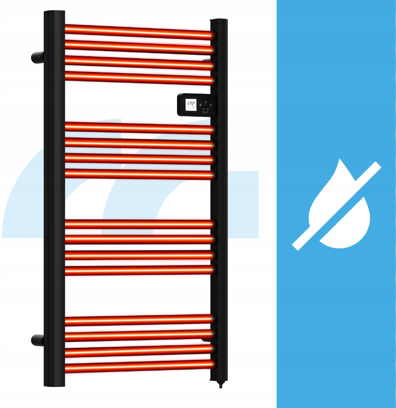 Сушарка для рушників електрична з термостатом Maltec 500 Вт Чорний - фото 7 Сушарка для рушників електрична з термостатом Maltec 500 Вт Чорний - фото 7