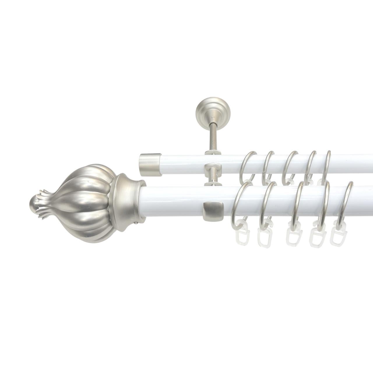 Карниз для штор Orvit Таджа двухрядный 25/19 мм 300 см Белый/Сатин (009-0993)