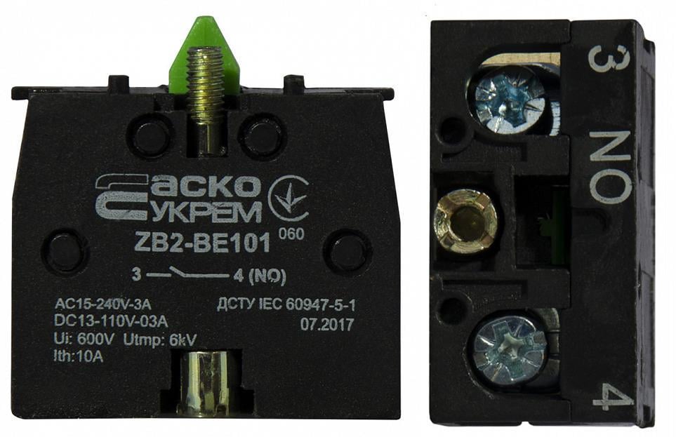 Блок-контакт АСКО-УКРЕМ ZB2-BE101 для кнопок ХB2 (00000002518)