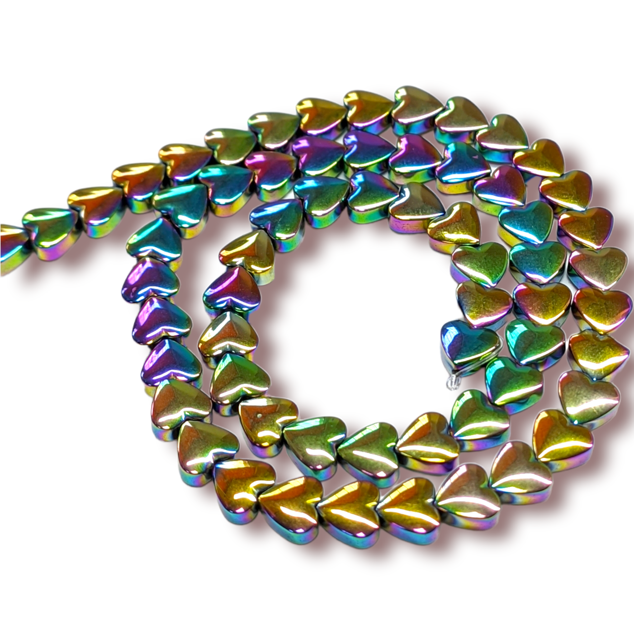 Бусины Сердце Гематит 6х3 мм Рондель нить 40 см Разноцветный (БГ0603с52)