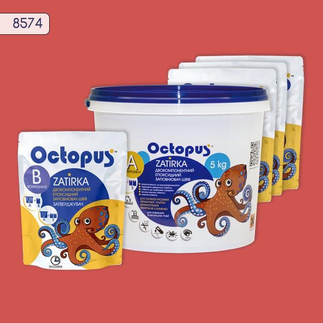 Фуга двухкомпонентная эпоксидная для плитки и мозаики Octopus 5 кг 8574