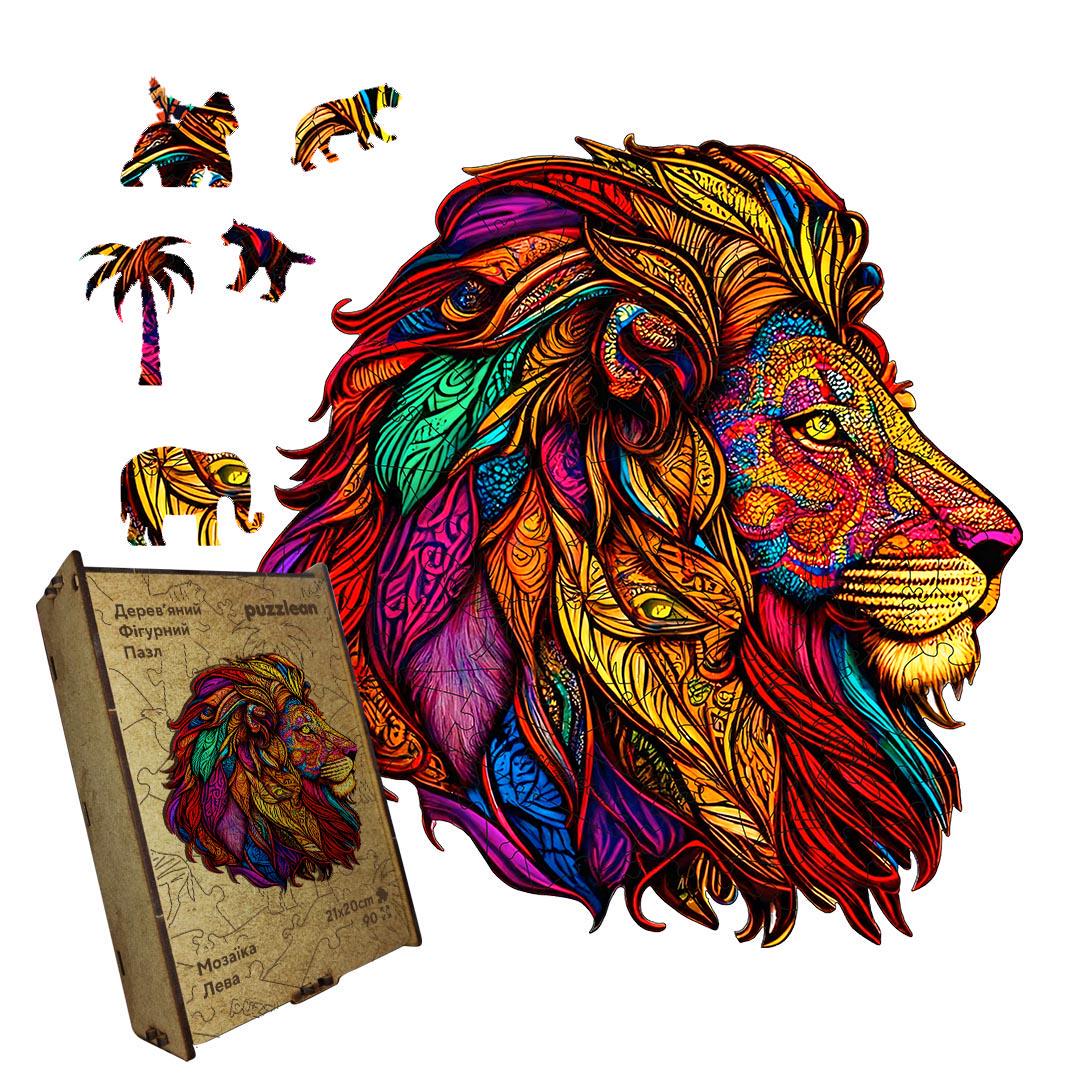 Пазл дерев'яний Мозаїка Лева А2 картонна коробка 300+ ел. (puzzlean-755-KART-А2) Пазл дерев'яний Мозаїка Лева А2 картонна коробка 300+ ел. (puzzlean-755-KART-А2)