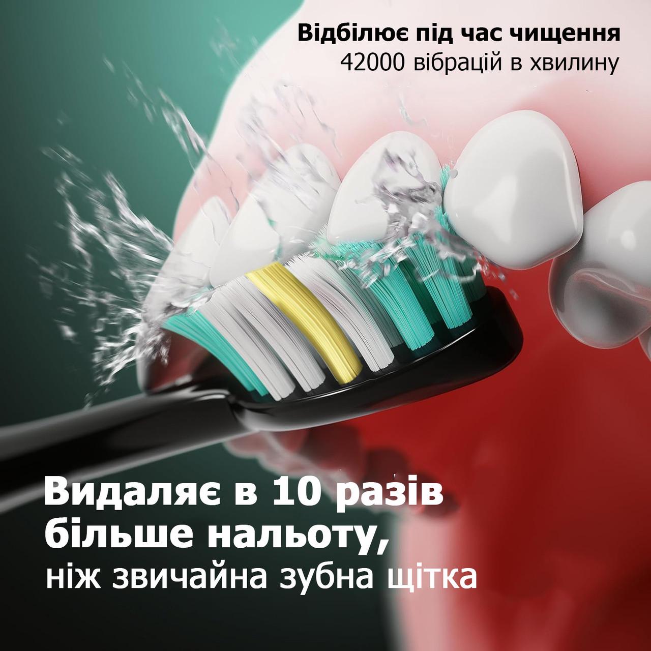 Зубна щітка електрична звукова SG-982 ультравідбілююча 8 насадок 42000 коливань (14070805) - фото 2 Зубна щітка електрична звукова SG-982 ультравідбілююча 8 насадок 42000 коливань (14070805) - фото 2