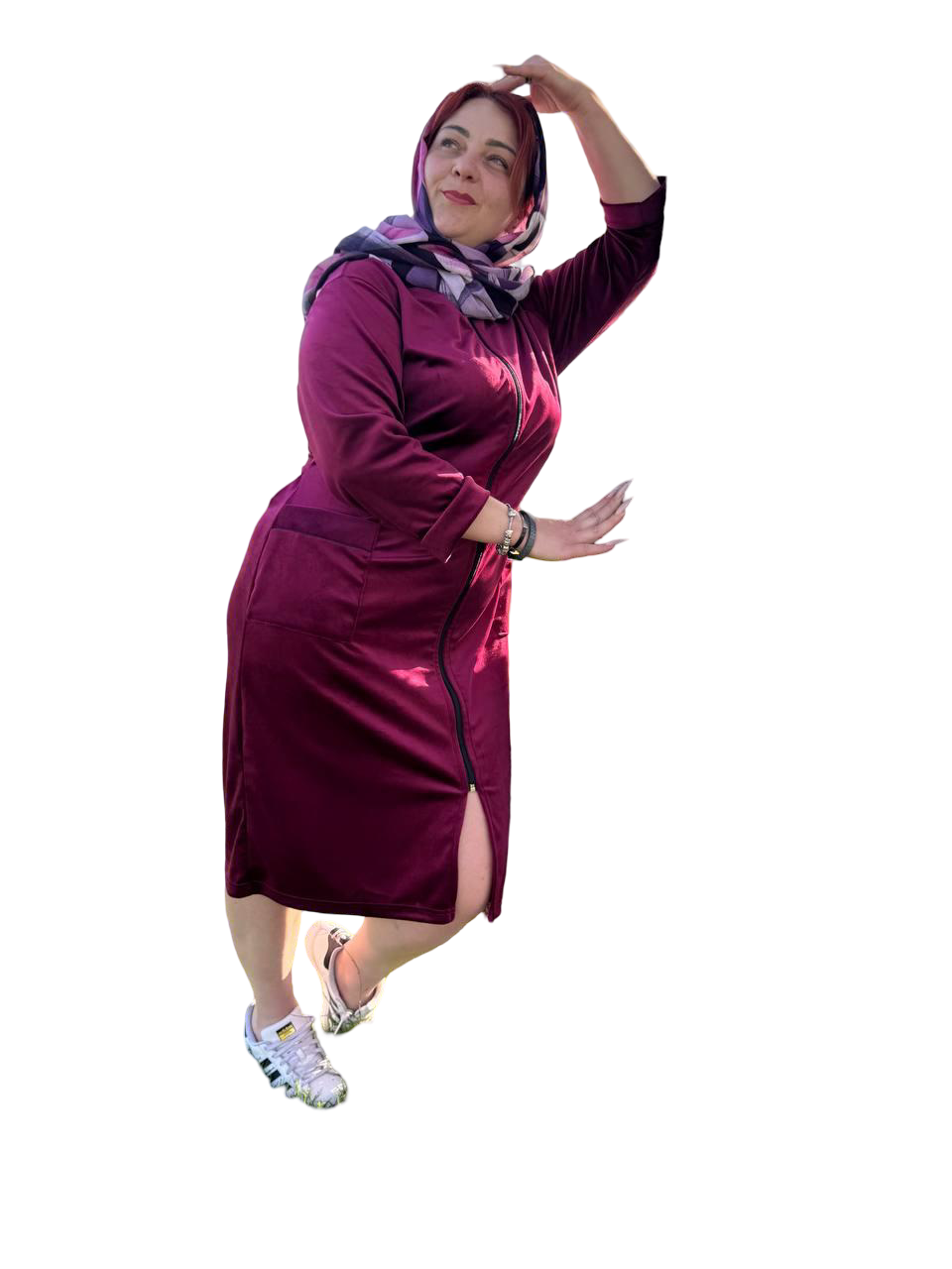 Халат женский теплый велюровый на молнии р. 60 Бордовый (П4К-batal-velur25-001-05)