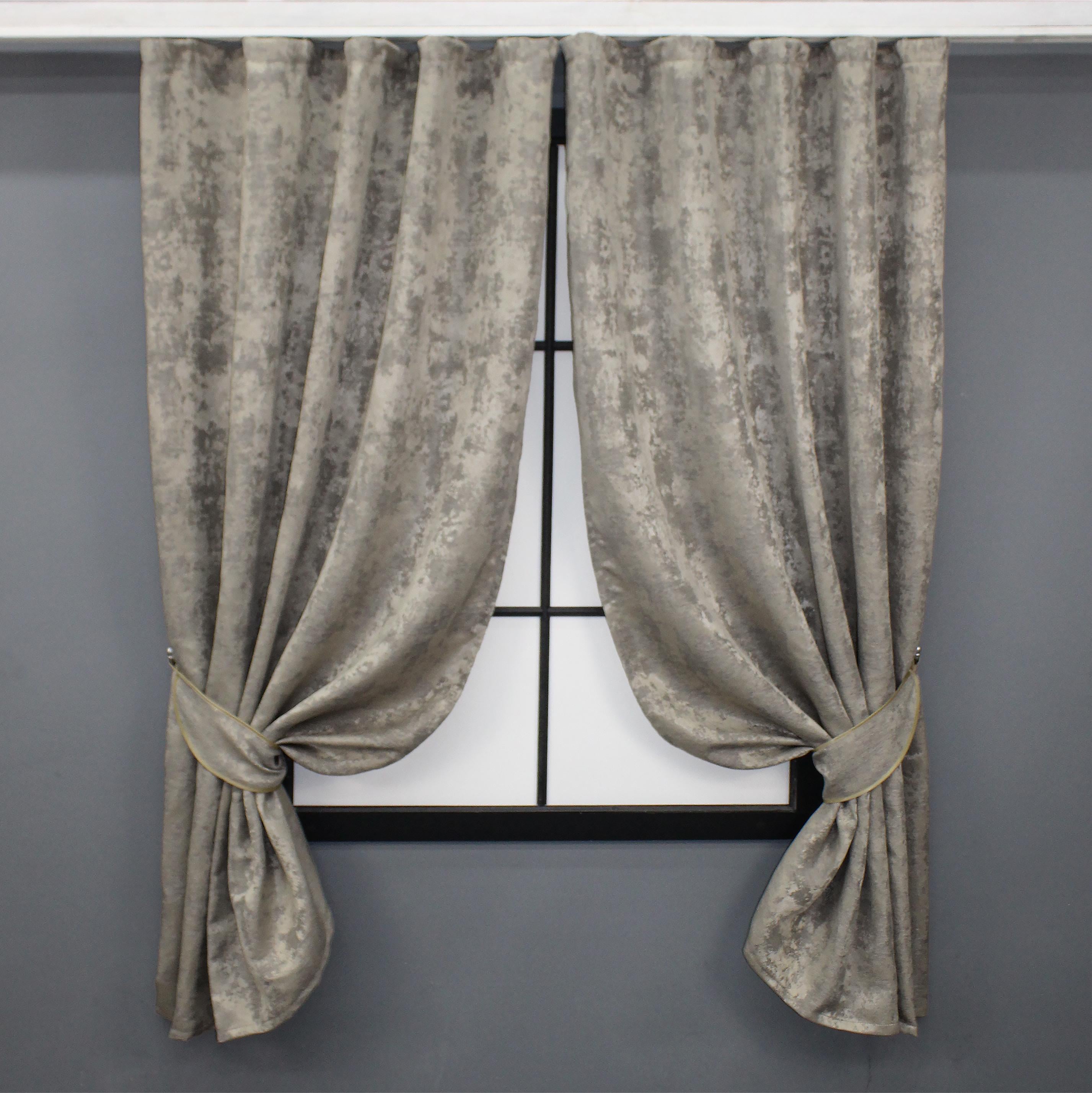 Комплект коротких штор VR-Textil Sultan ХО №1144 жаккард 130х170 см 2 шт. Кофейно-Серый (35-0210)