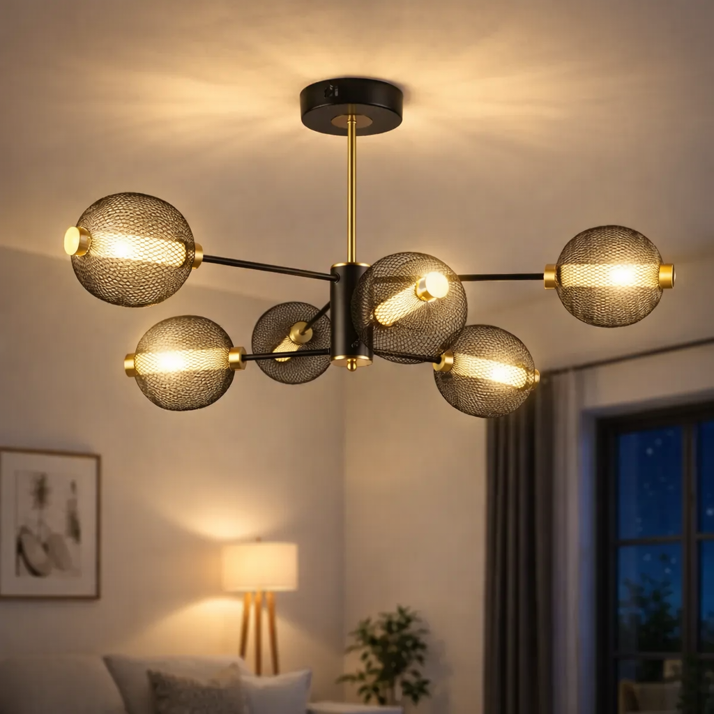 Люстра светодиодная Valeso 21W с металлическим корпусом 3000K+6500К Черный/Золотой (YH1464/6)