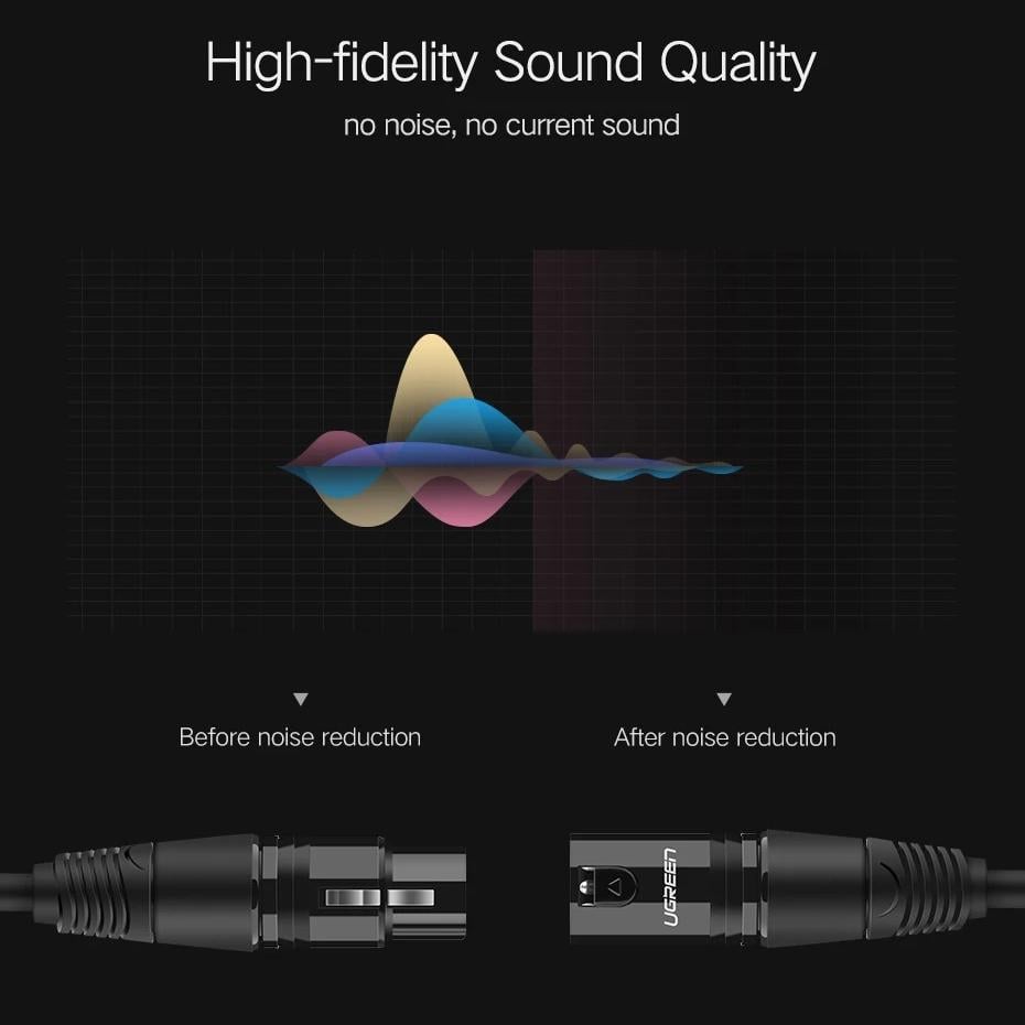 Мікрофонний кабель XLR Male to Female 3-pin UGREEN AV130 Cannon 3 метри чорний (20711) - фото 9