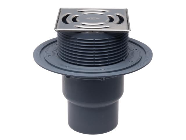 Трап для балконов и террас DN75/110 мм вертикальный с морозостойким запахозапорным клапаном 145х145 мм/138х138 мм (HL3100T