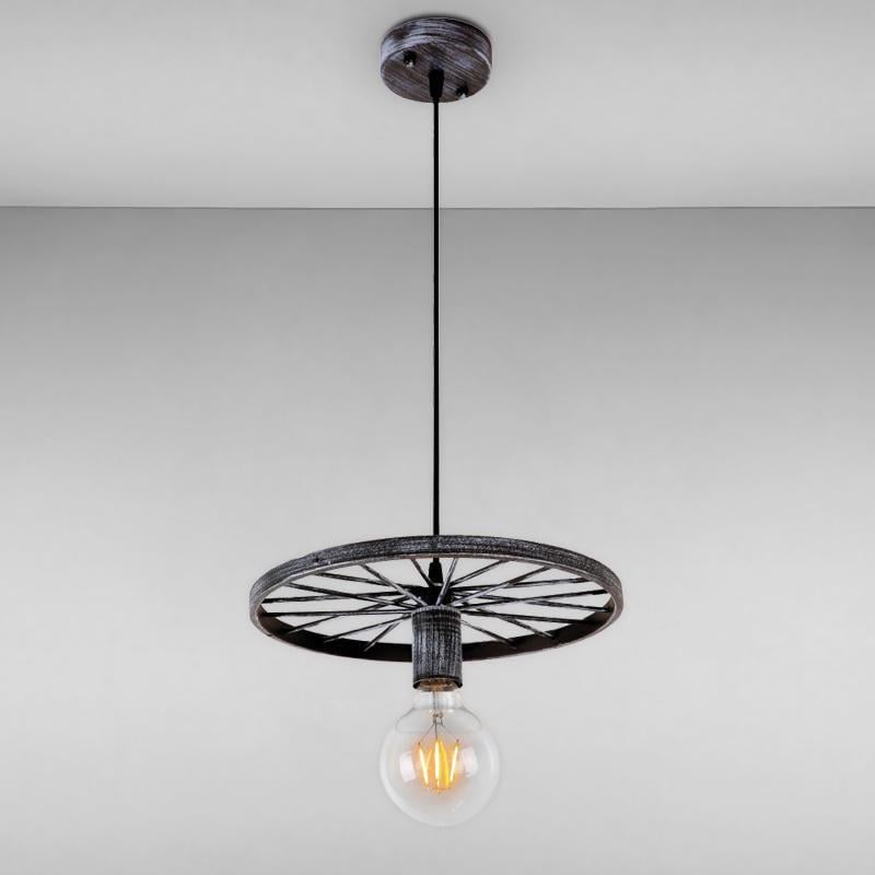 Люстра подвесная Light House LS-16314-1 OX колесо на одну лампу Черный/Серый