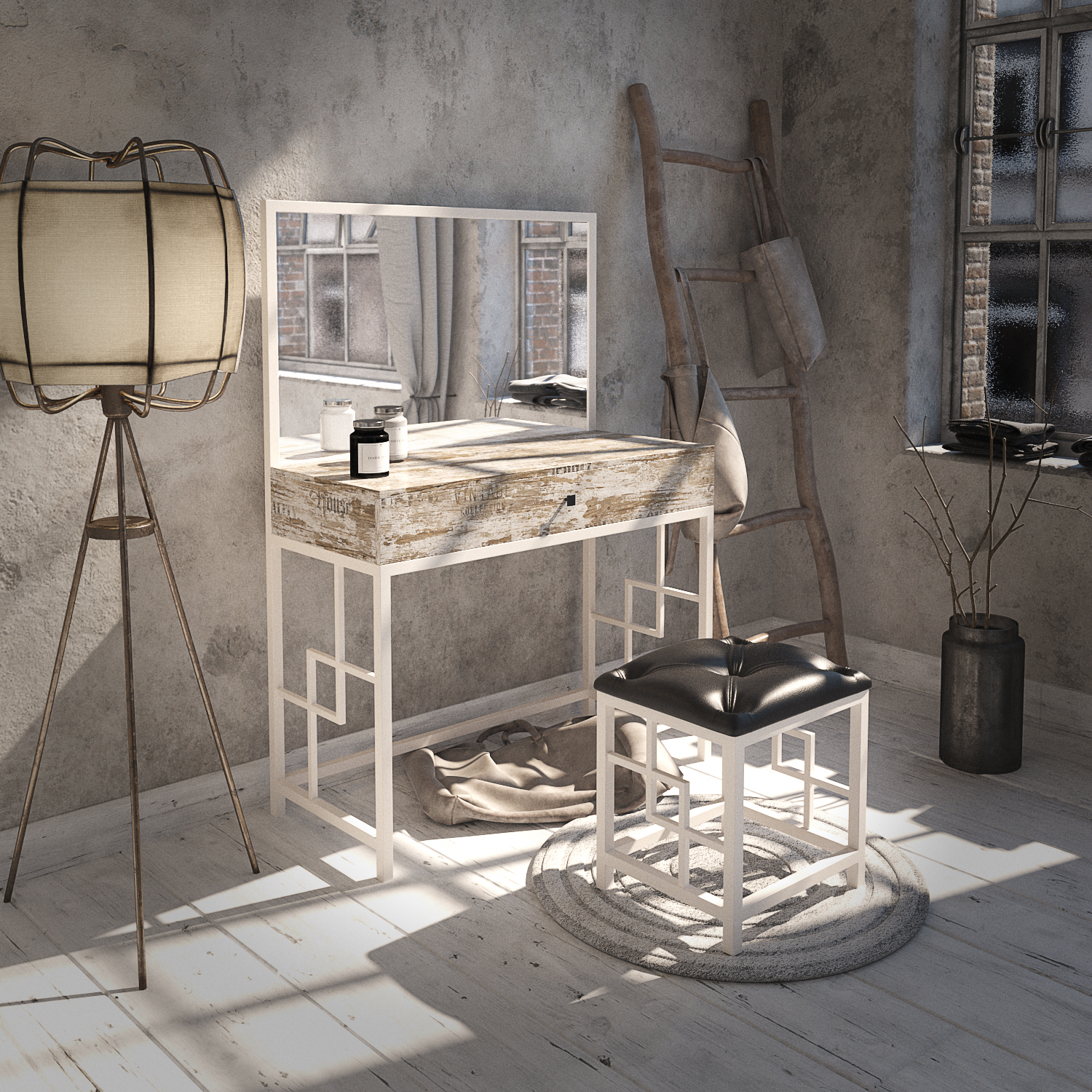 Трюмо и пуф Арден 00 Белый/Кантри лейбл/Родео - фото 2 Трюмо и пуф Арден 00 Белый/Кантри лейбл/Родео - фото 2