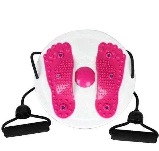Тренажер для похудения напольный с массажем ступней/эспандерами Розовый (33560)