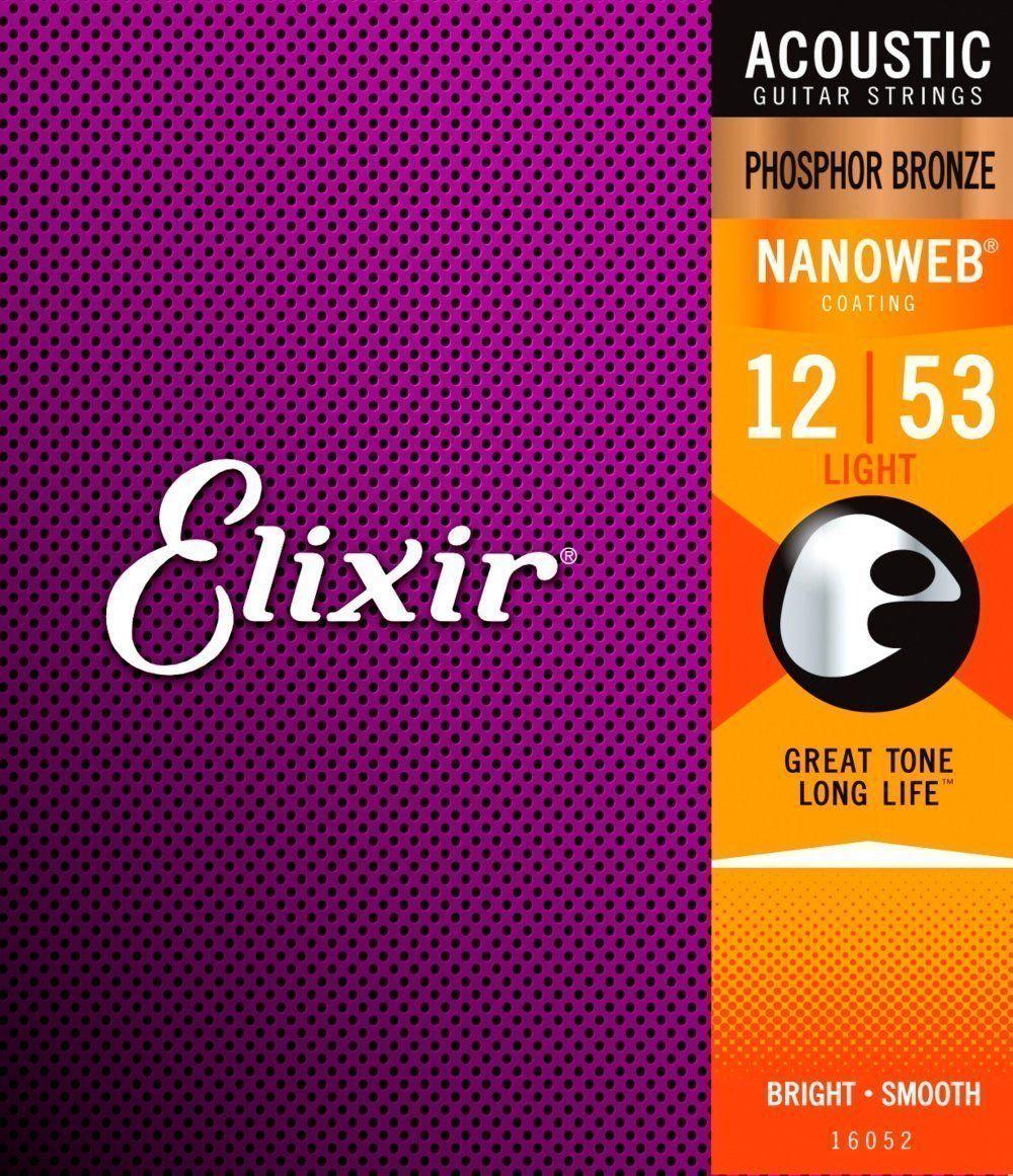 Струни для акустичної гітари Elixir Nanoweb Phosphor Bronze 16052 (127982)