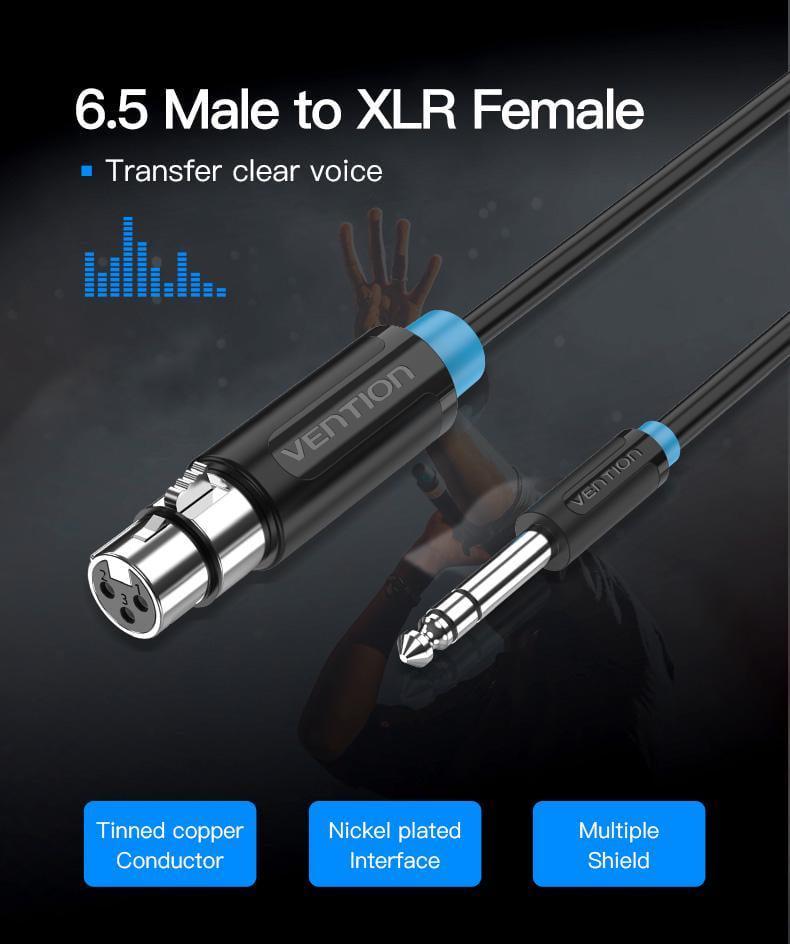 Кабель Vention XLR мама-6.5 мм Jack папа для мікшеру 15 м Чорний (BBEBN) - фото 2 Кабель Vention XLR мама-6.5 мм Jack папа для мікшеру 15 м Чорний (BBEBN) - фото 2
