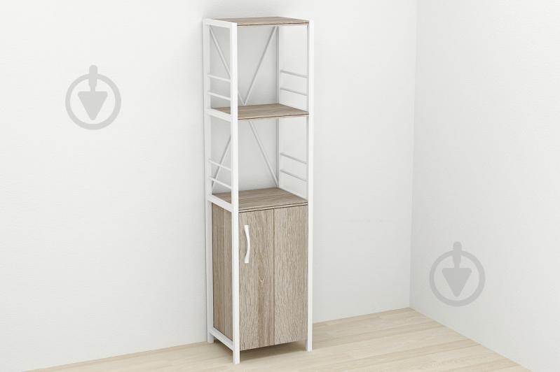 Этажерка 3/34 Ferrum-decor Серии Конект с тумбой  144x34x28 Белый ДСП Сонома Трюфель (FD1011)