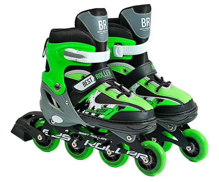 Коньки роликовые Best Roller PU колеса светящиеся 21,5-24 см р. 34-37 Green (151228)