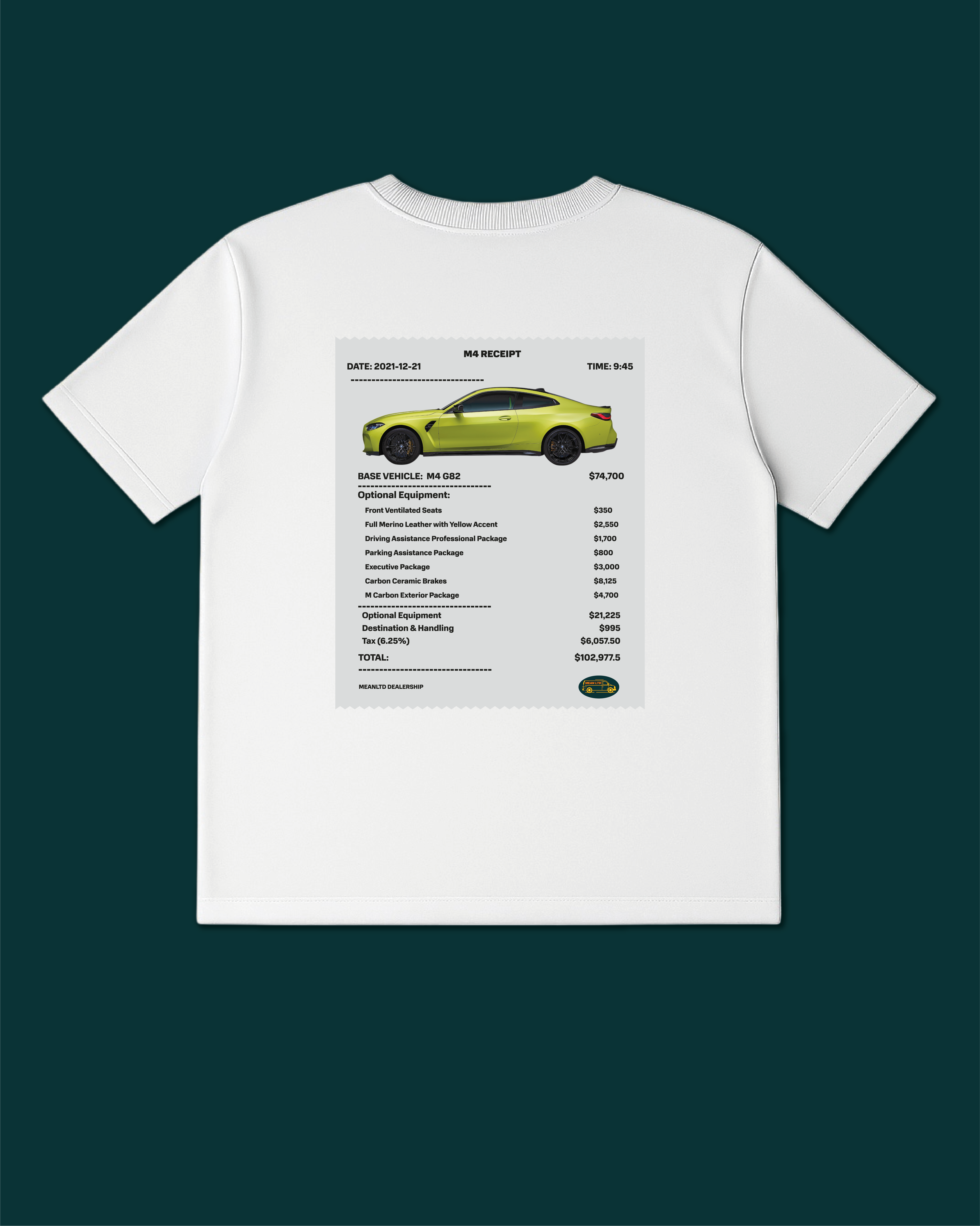 Футболка MEAN LTD RECEIPT BMW M4 G82 M Белый (MLD28801502) - фото 7 Футболка MEAN LTD RECEIPT BMW M4 G82 M Белый (MLD28801502) - фото 7