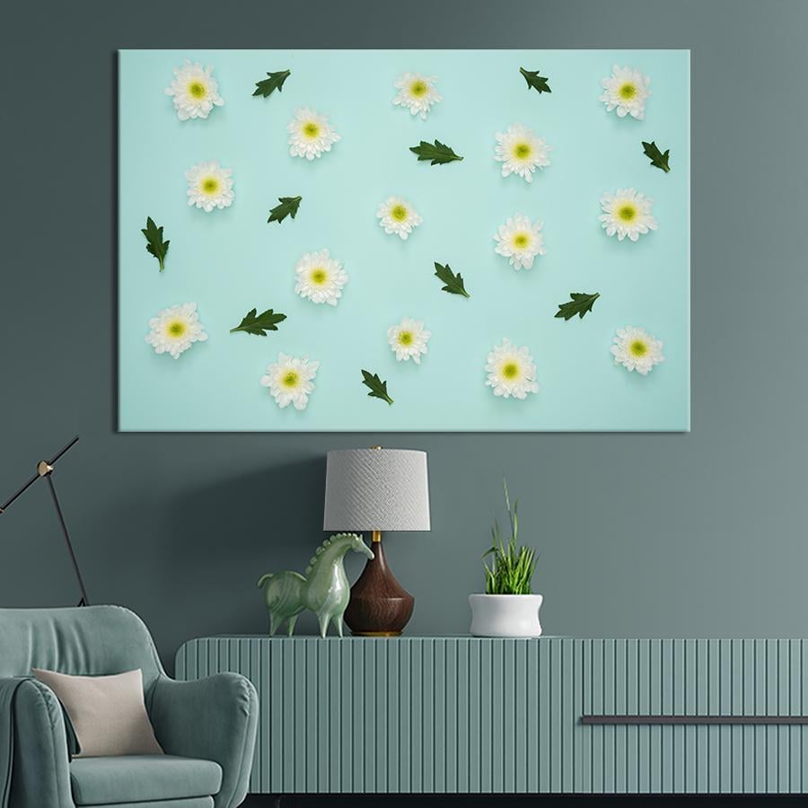 Настенний декор Белые хризантемы 120x80 см (2054-1)