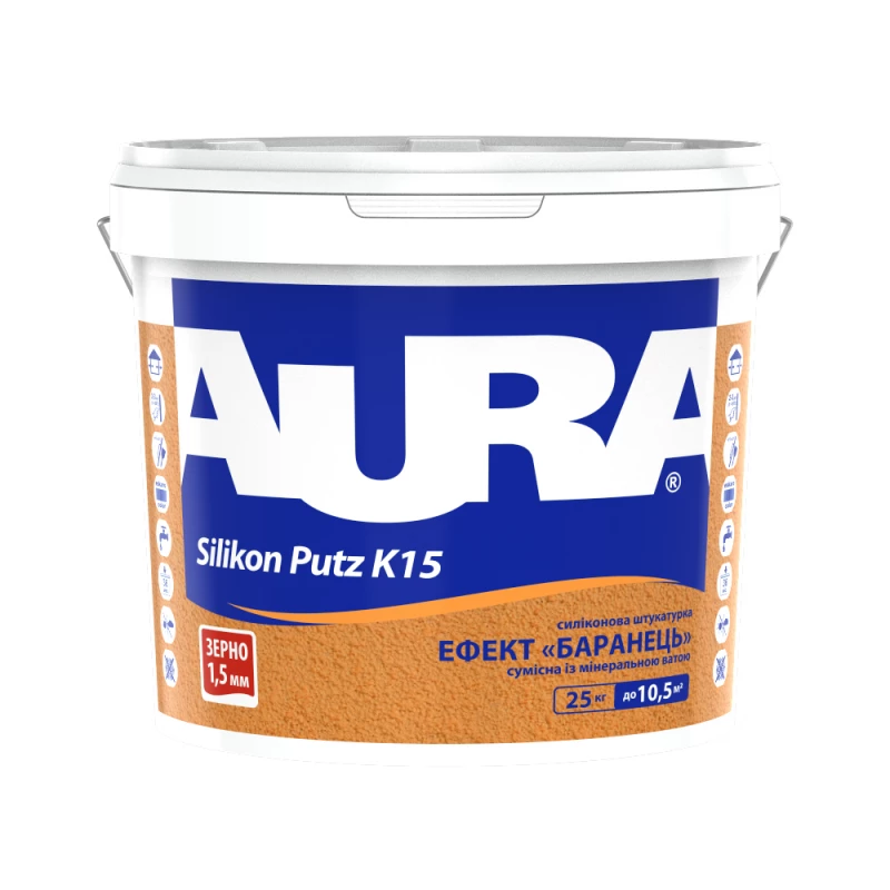 Штукатурка декоративная силиконовая Aura Dekor Silikon Putz K15 барашек 25 кг (2569017888)