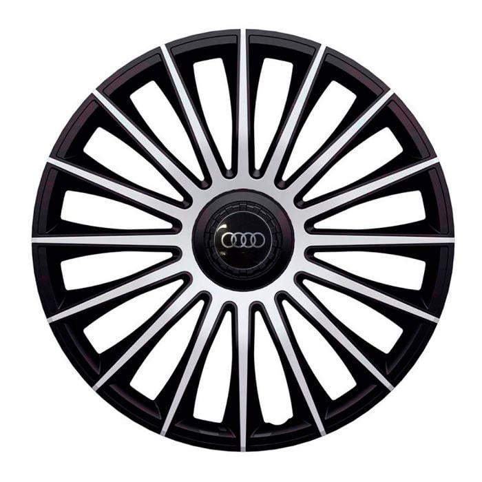 Ковпаки для коліс J-Tec Austin R15 з логотипом Audi 4 шт. Silver/Black Ковпаки для коліс J-Tec Austin R15 з логотипом Audi 4 шт. Silver/Black