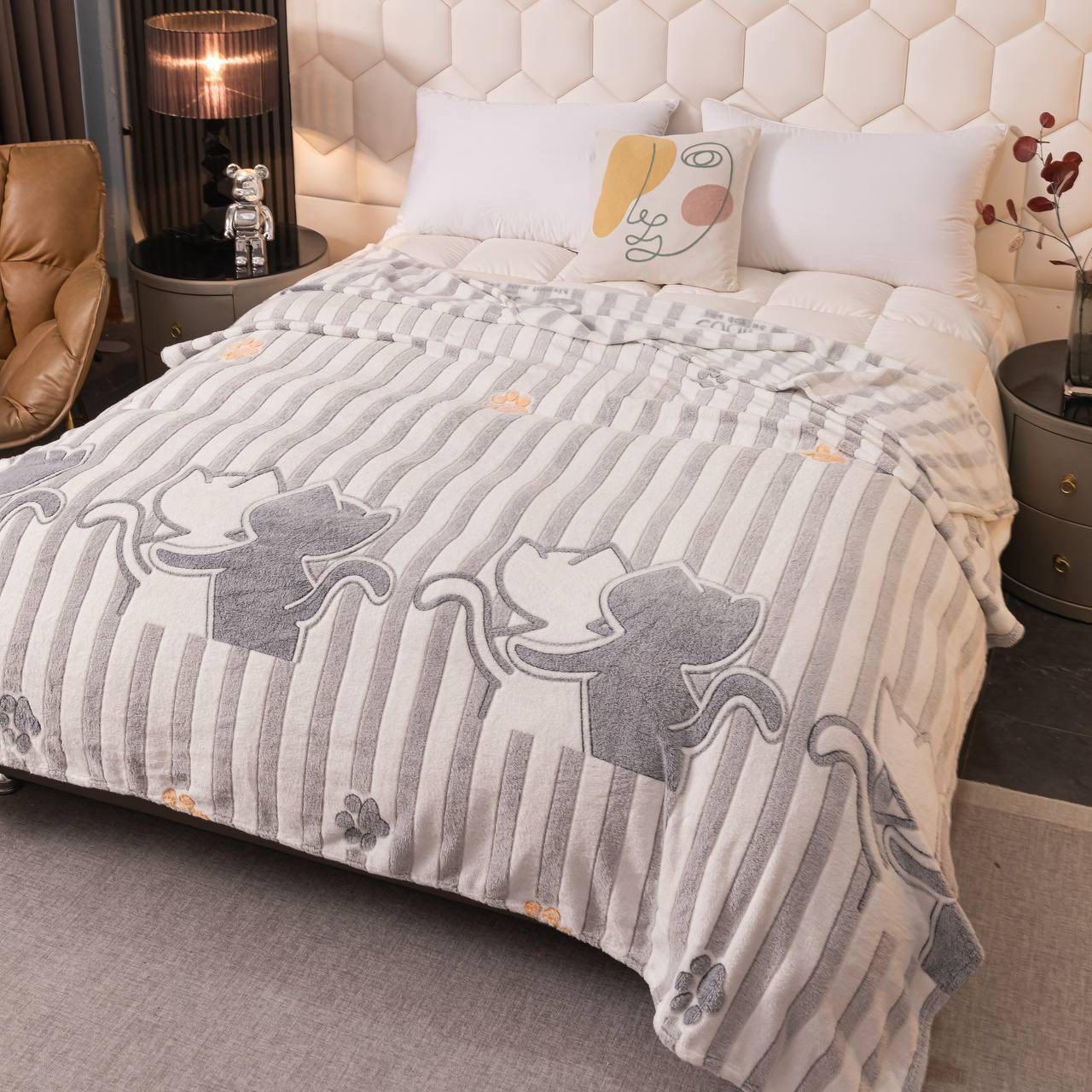 Плед-покрывало Malloory Home Плюшевый из микрофибры Коты 200x230 см Бело-серый (1873-1) - фото 2 Плед-покрывало Malloory Home Плюшевый из микрофибры Коты 200x230 см Бело-серый (1873-1) - фото 2