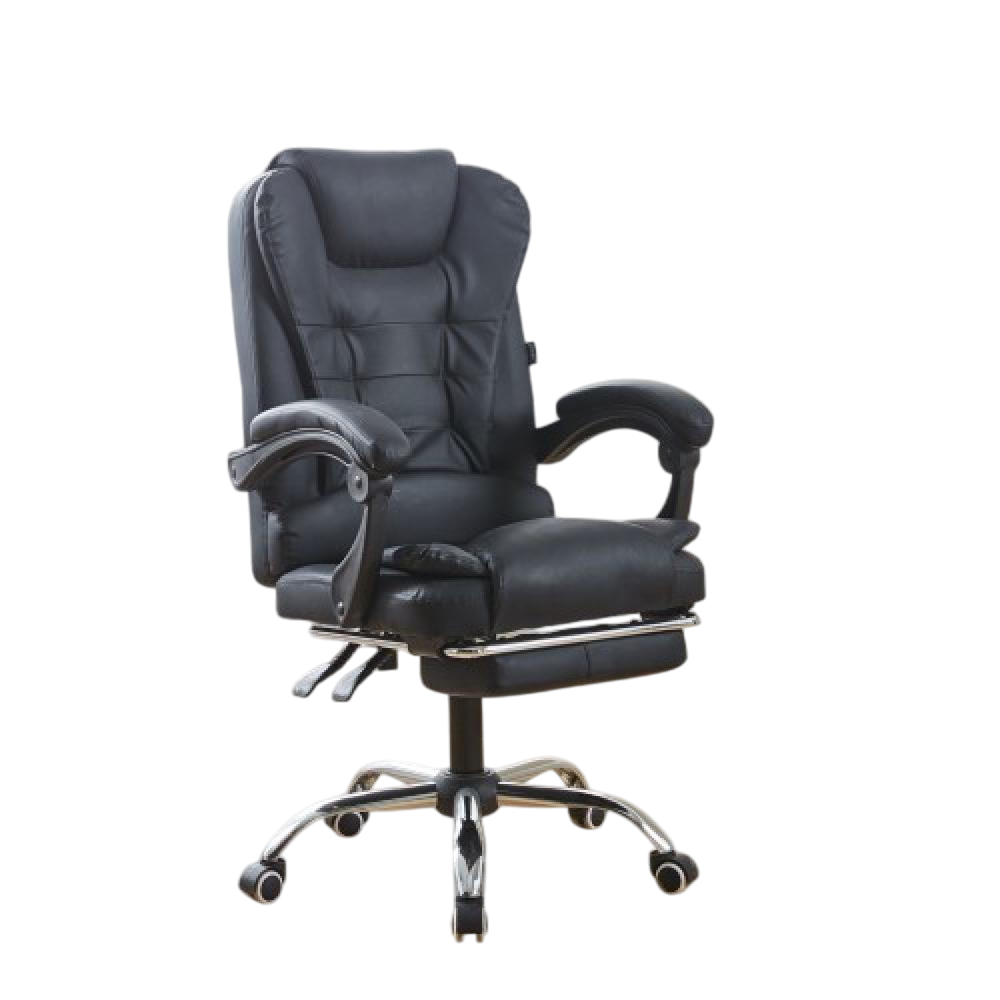 Офисное кресло Bonro BN-6071 из экокожи на колесах с подставкой для ног и регулировкой высоты Черный (132-76-42400292)