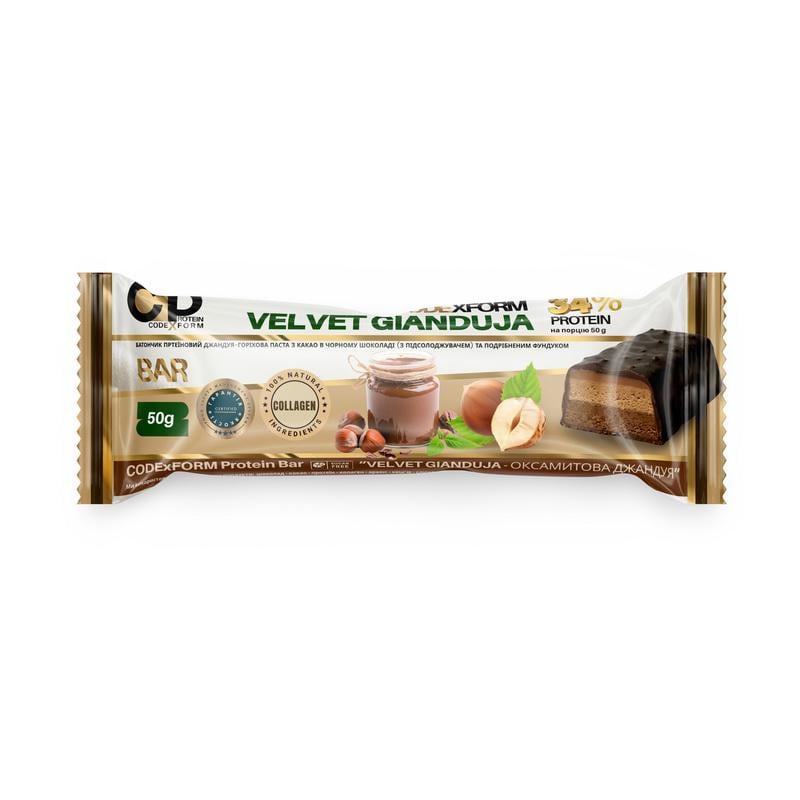 Протеиновый батончик 17 г білка без добавленного сахара CODEXFORM 34% Protein Bar 50 г Оксамитова джандуя
