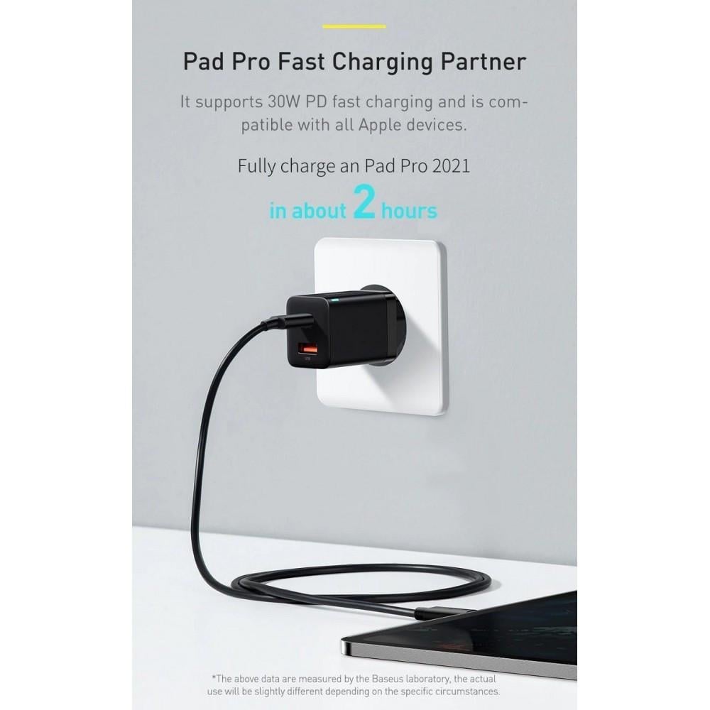 Зарядний пристрій мережевий Baseus Super Si Pro Quick Charger Type-C/USB 30W Black (25397607) - фото 7 Зарядний пристрій мережевий Baseus Super Si Pro Quick Charger Type-C/USB 30W Black (25397607) - фото 7